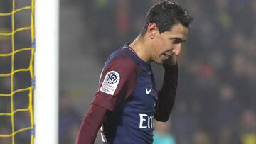 ELNPSG. Nantes (France), 14/01/2018.- Paris Saint Germain's Angel Di Maria reacts during the French League 1 soccer match between FC Nantes and Paris Saint Germain (PSG) at the Beaujoire stadium in Nantes, France, 14 January 2018. (Francia) EFE/EPA/E