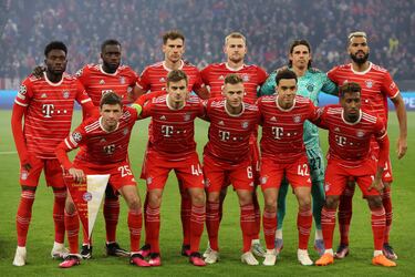 Alphonso Davies, Upamecano, Goretzka, De Ligt, Sommer, Choupo-Moting;
Thomas Müller,Stanisic, Kimmich, Musiala y Coman.