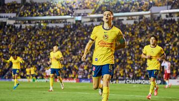 Alvaro Fidalgo celebrates his goal 4-0 of Americaduring the round of 16 second leg match between America and Guadalajara as part of the CONCACAF Champions Cup 2025, at Ciudad de los Deportes Stadium on March 12, 2025 in Mexico City, Mexico.