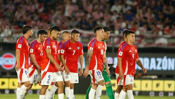Futbol, Paraguay vs Chile.
Eliminatorias al mundial 2026.
El equipo de la seleccion chilena es fotografiado durante el partido de las clasificatorias al mundial de la Fifa 2026 contra Paraguay disputado en el estadio Defensores del Chaco en Asuncion, Paraguay.
20/03/2025
Angelo Saavedra/Photosport
Football, Paraguay vs Chile.
2026 Fifa World Cup qualifiers.
Chile’s teams are pictured during a 2026 Fifa World Cup qualifier match against Paraguay at the Defensores del Chaco stadium in Asuncion, Paraguay.
20/03/2025
Angelo Saavedra/Photosport