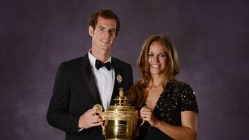 FILE - February 09, 2016: Andy and Kim Murray have welcomed a baby girl. LONDON, ENGLAND - JULY 07:  (EDITORS NOTE: This image has been retouched) Andy Murray of Great Britain poses his  poses with his girlfriend Kim Sears and the Gentlemen&#039;s Singles