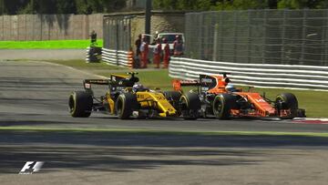 Palmer y Alonso en Monza.