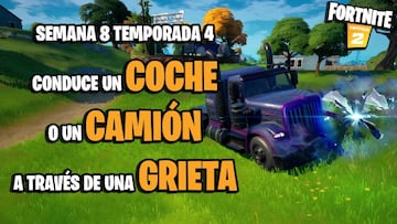 Desaf&iacute;o de Fortnite: conduce un coche o un cami&oacute;n a trav&eacute;s de una grieta