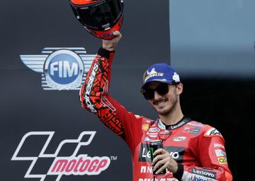 Alegría de Francesco Bagnaia tras proclamarse campeón del Gran Premio de Austria de Moto GP.