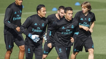 Cristiano, en el entrenamiento de este martes.