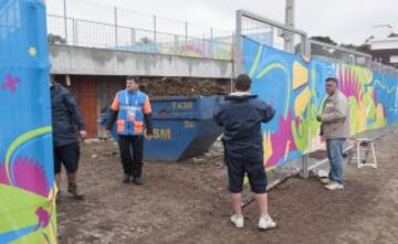 El estadio de Curitiba sin hacer y España se entrenó en "Cajú"