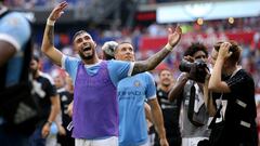 Jul 17, 2022; Harrison, New Jersey, USA; New York City midfielder Valentin Castellanos (11) celebrates after defeating the New York Red Bulls at Red Bull Arena. Mandatory Credit: Brad Penner-USA TODAY Sports