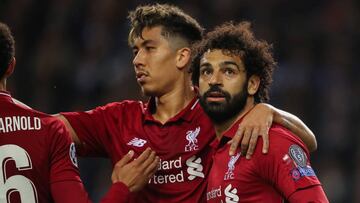 PORTO, PORTUGAL - APRIL 17: Mohamed Salah of Liverpool celebrates after scoring a goal to make it 0-2 during the UEFA Champions League Quarter Final second leg match between Porto and Liverpool at Estadio do Dragao on April 17, 2019 in Porto, Portugal. (