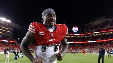 SANTA CLARA, CALIFORNIA - SEPTEMBER 09: Wide receiver Deebo Samuel Sr. #1 of the San Francisco 49ers leaves the field after their 32-19 win over the New York Jets at Levi's Stadium on September 09, 2024 in Santa Clara, California. Lachlan Cunningham/Getty Images/AFP (Photo by Lachlan Cunningham / GETTY IMAGES NORTH AMERICA / Getty Images via AFP)