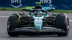 Montreal (Canada), 07/06/2024.- Aston Martin driver Fernando Alonso of Spain in action during free practice session 2 for the Formula One Grand Prix of Canada, in Montreal, Canada, 07 June 2024. The 2024 Formula 1 Grand Prix of Canada is held on Circuit Gilles Villeneuve racetrack on 09 June. (Fórmula Uno, España) EFE/EPA/SHAWN THEW
