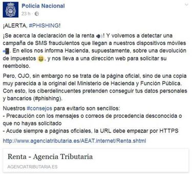 Un SMS falso de la Renta 2016 podría robar tus datos