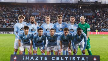 Formación inicial del Celta contra Osasuna en la 25ª jornada de LaLiga EA Sports.