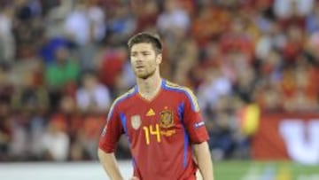 Xabi Alonso, durante el partido de clasificación ante Liechtenstein.