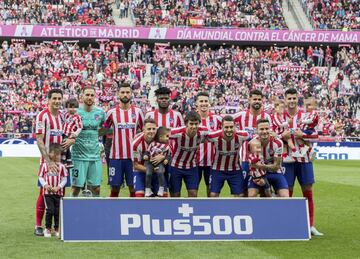 El once inicial del Atlético de Madrid. 