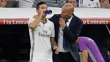 James y Zidane, en el partido ante el Celta