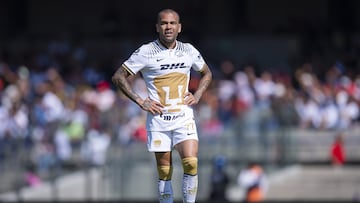 Dani Alves of Pumas during the game Pumas UNAM vs FC Juarez, corresponding to Round 01 of the Torneo Clausura 2023 of the Liga BBVA MX, at Olimpico Universitario Stadium, on January 08, 2023.
<br><br>
Dani Alves de Pumas durante el partido Pumas UNAM vs FC Juarez, Correspondiente a la Jornada 01 del Torneo Clausura 2023 de la Liga BBVA MX, en el Estadio Olimpico Universitario, el 08 de Enero de 2023.