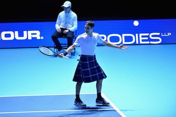 Andy Murray and Roger Federer play in charity match in Glasgow.