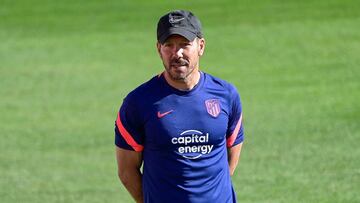Simeone, en una sesión del Atlético.