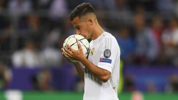 Lucas Vázquez, en los instantes previos al lanzamiento en la final de Milán.