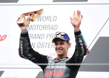 Fabio Quartararo en el podio del Gran Premio de Austria. 