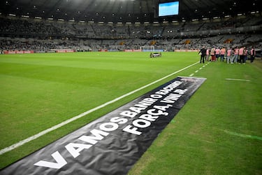 Pancanta antes del inicio del encuentro entre el Clube Atlético Mineiro y el Club Athletico Paranaense.
