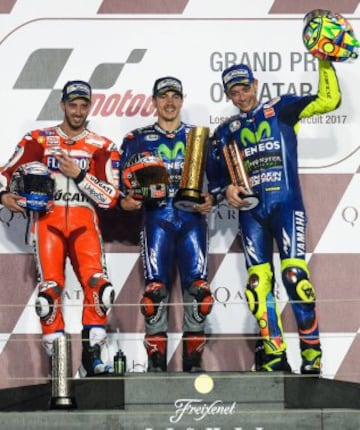  Dovizioso, Maverick Viñales y Valentino Rossi