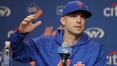 New York Mets third baseman David Wright speak during a news conference before a baseball game against the Miami Marlins, Thursday, Sept. 13, 2018, in New York. (AP Photo/Frank Franklin II)