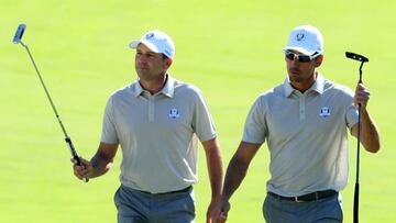 Sergio Garc¨ªa y Cabrera Bello en la Ryder Cup 2016.