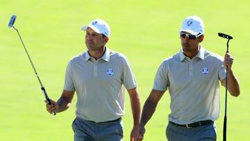 Sergio García y Cabrera Bello en la Ryder Cup 2016.