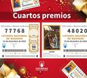 77768 y 48020, los cuartos premios del sorteo de la Lotería de Navidad 2024