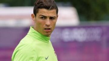 El jugador del Real Madrid durante un entrenamiento de la selección portuguesa.