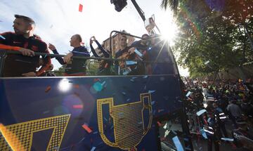 Barça's open-top bus parade after Liga-Copa double