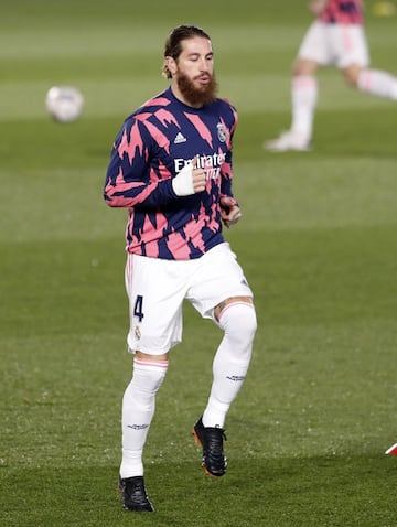 Highly rated | Sergio Ramos warms up.