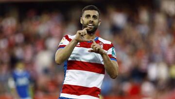 Rodri celebra un gol con el Granada. 