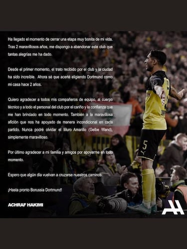 Achraf se despide del Borussia