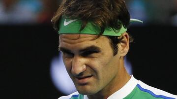 Roger Federer during his semi-final loss to Novak Djokovic in Melbourne. 