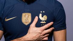 DOHA, QATAR - NOVEMBER 17: A detailed view of the France kit during the official FIFA World Cup Qatar 2022 portrait session on November 17, 2022 in Doha, Qatar. (Photo by Michael Regan - FIFA/FIFA via Getty Images)