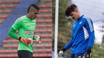 Kevin Mier y Álvaro Montero, los arqueros que estaban en Selección Colombia y regresan para la final de la Liga BetPlay entre Millonarios y Nacional.