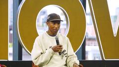 NEW YORK, NEW YORK - MAY 23: Pharrell Williams speaks onstage at the Global Citizen NOW Summit at Spring Studios on May 23, 2022 in New York City. (Photo by Rob Kim/Getty Images)