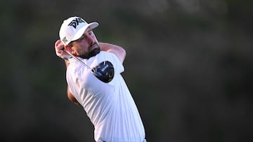 PUERTO VALLARTA, MEXICO - FEBRUARY 23: Cristobal del Solar of Chile plays his shot from the 18th tee during the second round of the Mexico Open at Vidanta at Vidanta Vallarta on February 23, 2024 in Puerto Vallarta, Jalisco.   Orlando Ramirez/Getty Images/AFP (Photo by Orlando Ramirez / GETTY IMAGES NORTH AMERICA / Getty Images via AFP)