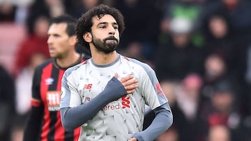 Salah celebra uno de sus goles ante el Bournemouth