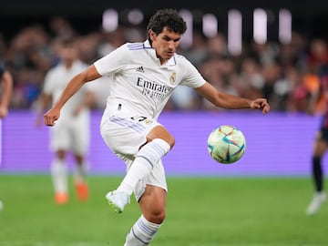 Vallejo, durante el Clásico veraniego contra el Barça.