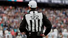 Referee Brad Allen #122 looks on during a game between.