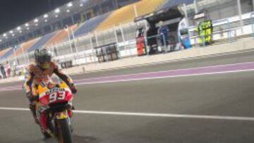 Marc Marquez durante los test de Qatar.