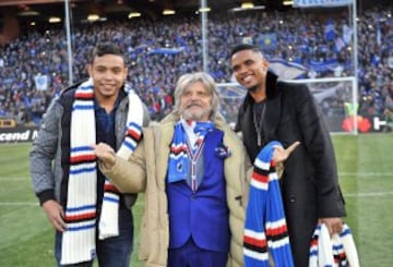 Luis Fernando Muriel, Massimo Ferrero y Samuel Eto'o