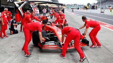 El Ferrari SF90 de Sebastian Vettel durante los libres del GP de Japón 2019. Suzuka, F1.