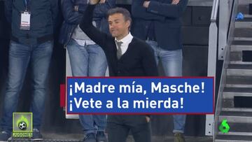 Luis Enrique reprende a Mascherano. 