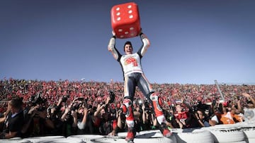 12/11/17 GRAN PREMIO DE LA COMUNIDAD VALENCIANA  CIRCUITO DE CHESTE  MARC MARQUEZ SE PROCLAMA CAMPEON DEL MUNDO POR SEXTA VEZ CELEBRACION ALEGRIA  FOTO:REPSOLHONDA  ENVIADA.JULIANPLAZA.  PUBLICADA 13/11/17 NA MA01 PORTADA 5COL