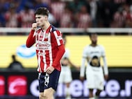 Guadalajara's forward #34 Armando Gonzalez celebrates scoring his team's first goal during the Liga MX Clausura football match between Guadalajara and Pumas at Akron stadium in Zapopan, Jalisco state, Mexico, on April 5, 2026. (Photo by Ulises Ruiz / AFP)