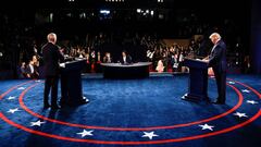 El presidente de los Estados Unidos, Donald Trump, y el candidato presidencial dem&oacute;crata Joe Biden participan en su segundo debate de la campa&ntilde;a presidencial de 2020 en la Universidad de Belmont en Nashville, Tennessee, Estados Unidos, el 22 de octubre de 2020.